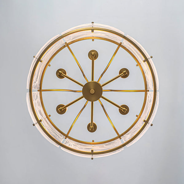 Chandelierias-Modern 6-Light White Stire Patterned Glass Drum Pendant-Chandeliers-Black-