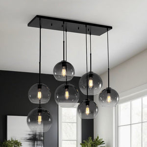 Chandelierias - Modern 7 - Light Sculptural Glass Globe Pendant Chandelier - Chandelier - Black - Gradient