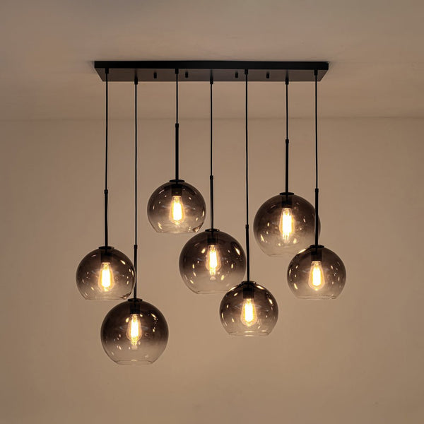 Chandelierias - Modern 7 - Light Sculptural Glass Globe Pendant Chandelier - Chandelier - Black - Gradient