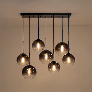 Chandelierias - Modern 7 - Light Sculptural Glass Globe Pendant Chandelier - Chandelier - Black - Gradient