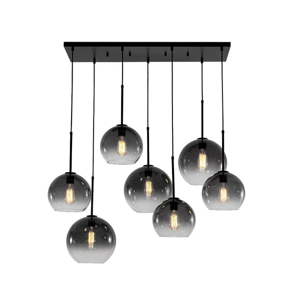 Chandelierias - Modern 7 - Light Sculptural Glass Globe Pendant Chandelier - Chandelier - Black - Gradient