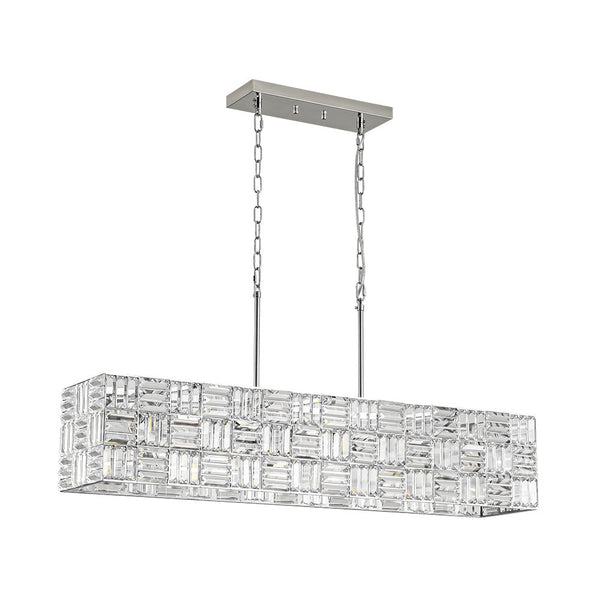 Chandelierias - Modern 8 - Light Crystal Grid Rectangle Chandelier - Chandelier - Polished Nickel - 