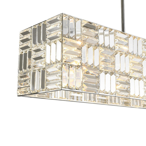 Chandelierias - Modern 8 - Light Crystal Grid Rectangle Chandelier - Chandelier - Polished Nickel - 
