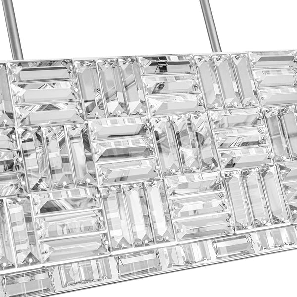 Chandelierias - Modern 8 - Light Crystal Grid Rectangle Chandelier - Chandelier - Polished Nickel - 