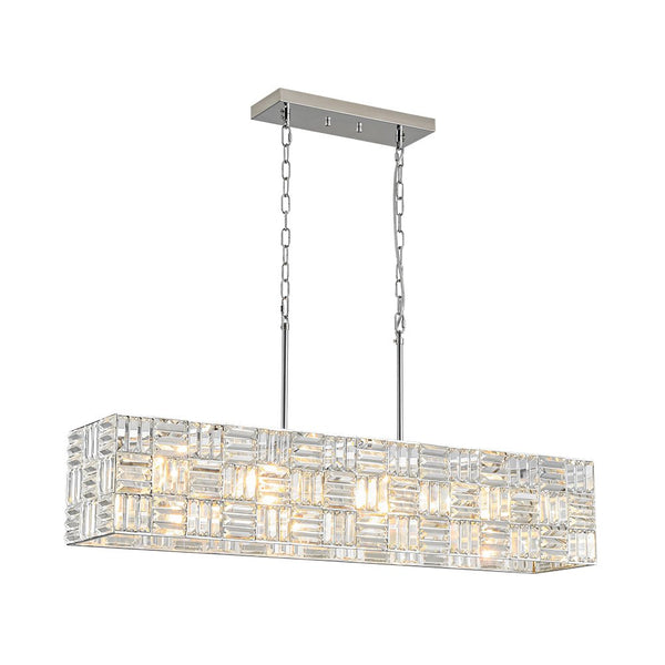 Chandelierias - Modern 8 - Light Crystal Grid Rectangle Chandelier - Chandelier - Polished Nickel - 