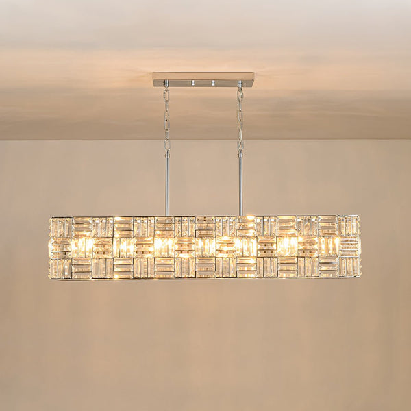 Chandelierias - Modern 8 - Light Crystal Grid Rectangle Chandelier - Chandelier - Polished Nickel - 
