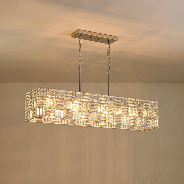 Chandelierias - Modern 8 - Light Crystal Grid Rectangle Chandelier - Chandelier - Polished Nickel - 
