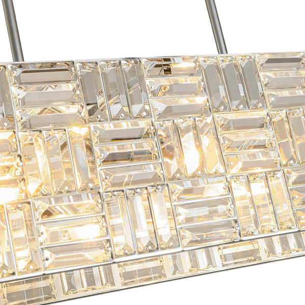 Chandelierias - Modern 8 - Light Crystal Grid Rectangle Chandelier - Chandelier - Polished Nickel - 