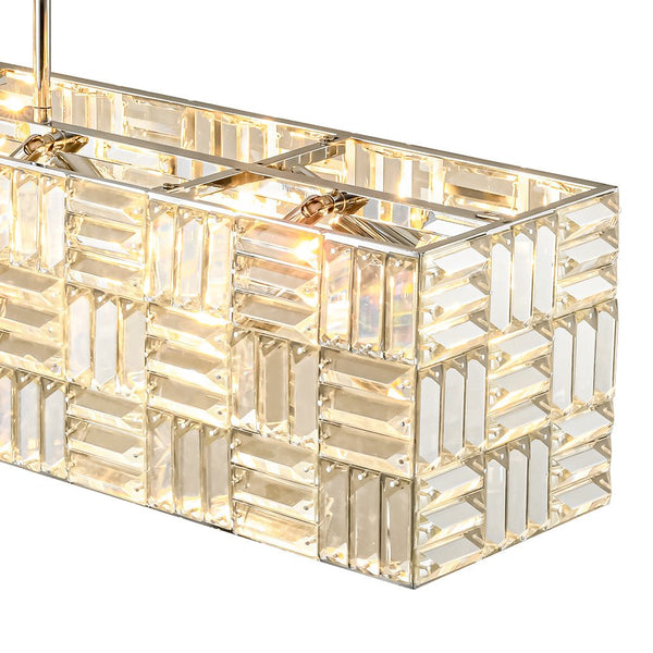 Chandelierias - Modern 8 - Light Crystal Grid Rectangle Chandelier - Chandelier - Polished Nickel - 