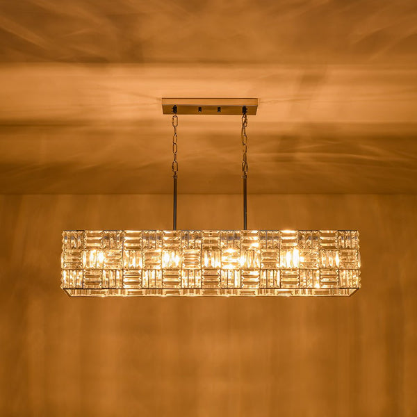 Chandelierias - Modern 8 - Light Crystal Grid Rectangle Chandelier - Chandelier - Polished Nickel - 