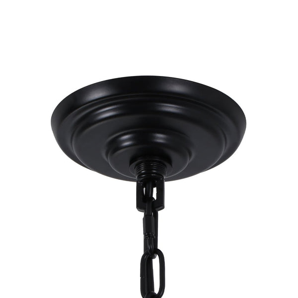 Chandelierias - Modern 8 - Light Dimmable Flower Glass Drum Pendant Chandelier - Pendant - Black - 