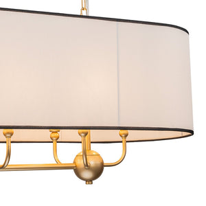 Chandelierias - Modern 8 - Light Fabric Shade Oval Drum Linear Chandelier - Chandelier - Brushed Brass - 