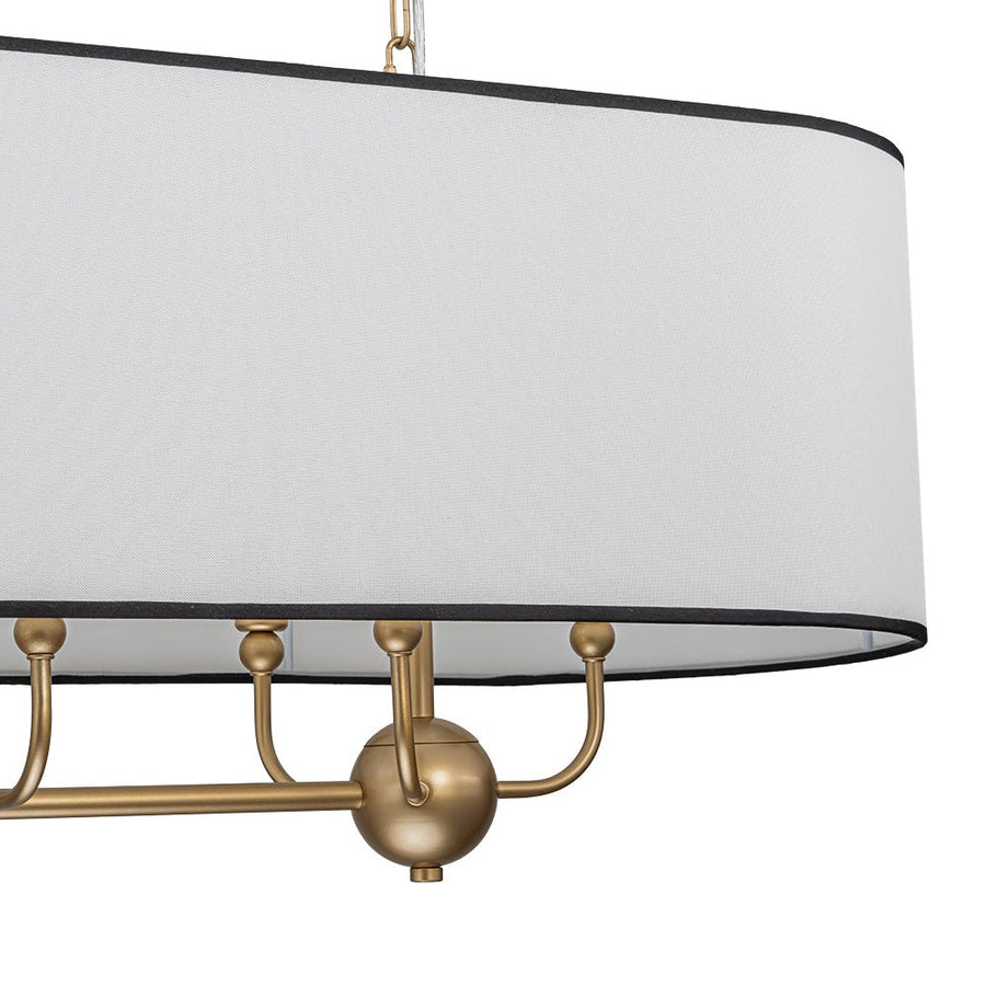 Chandelierias - Modern 8 - Light Fabric Shade Oval Drum Linear Chandelier - Chandelier - Brushed Brass - 