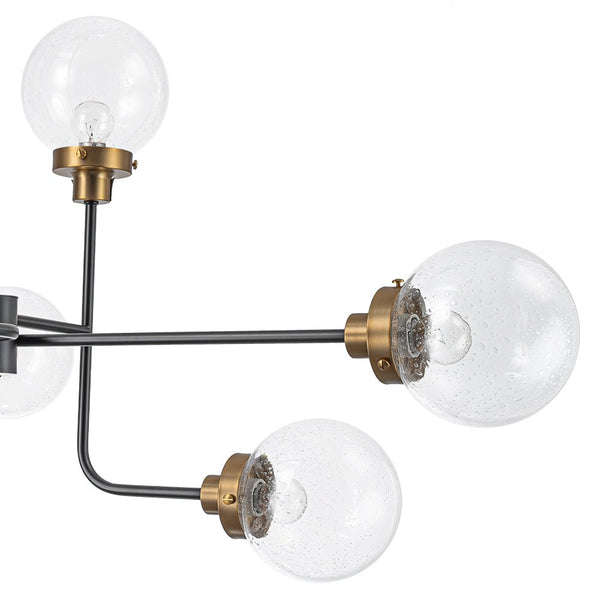 Chandelierias - Modern 8 - Light Linear Seeded Glass Globe Chandelier - Chandelier - Black & Brass - 