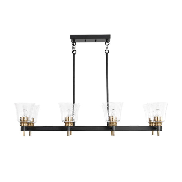 Chandelierias - Modern 8 - Light Seedy Bell Glass Kitchen Island Chandelier - Chandeliers - Black & Gold - 