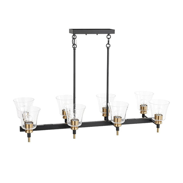 Chandelierias - Modern 8 - Light Seedy Bell Glass Kitchen Island Chandelier - Chandeliers - Black & Gold - 