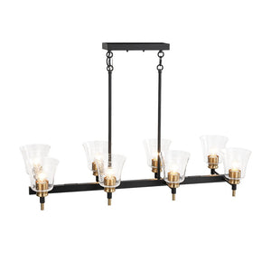 Chandelierias - Modern 8 - Light Seedy Bell Glass Kitchen Island Chandelier - Chandeliers - Black & Gold - 