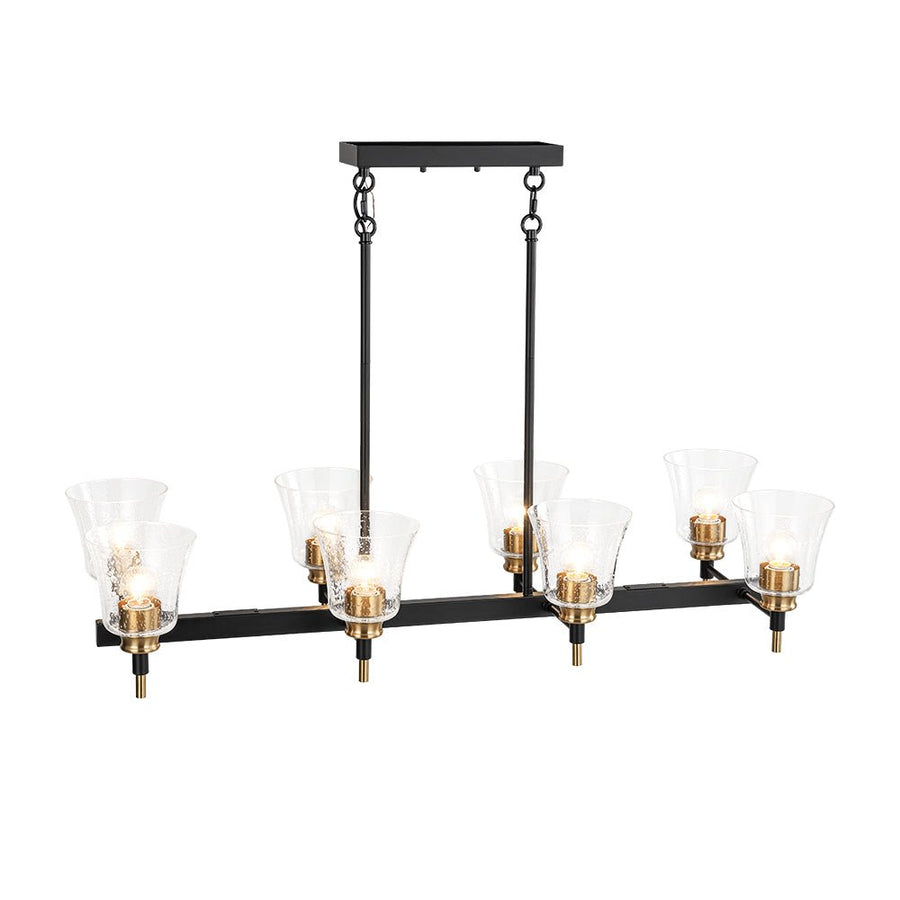 Chandelierias - Modern 8 - Light Seedy Bell Glass Kitchen Island Chandelier - Chandeliers - Black & Gold - 