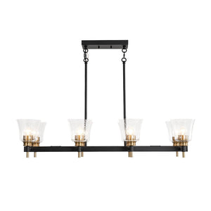 Chandelierias - Modern 8 - Light Seedy Bell Glass Kitchen Island Chandelier - Chandeliers - Black & Gold - 