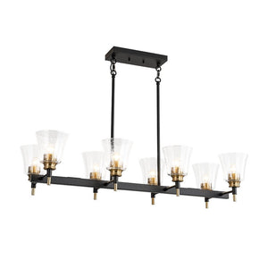 Chandelierias - Modern 8 - Light Seedy Bell Glass Kitchen Island Chandelier - Chandeliers - Black & Gold - 