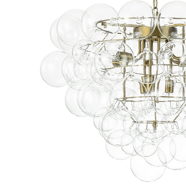 Chandelierias - Modern 9 - Light Clear Glass Grape Soap Bubble Chandelier - Chandeliers - Brass - 