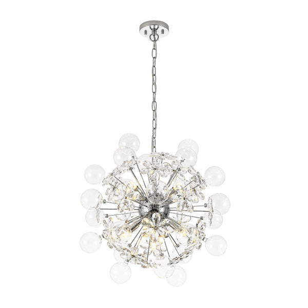 Chandelierias-Modern 9-Light Crystal Mixed Glass Bubble Sphere Starburst Chandelier-Chandeliers-Silver-
