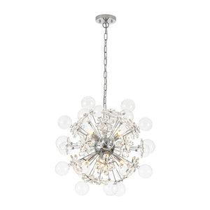 Chandelierias-Modern 9-Light Crystal Mixed Glass Bubble Sphere Starburst Chandelier-Chandeliers-Silver-
