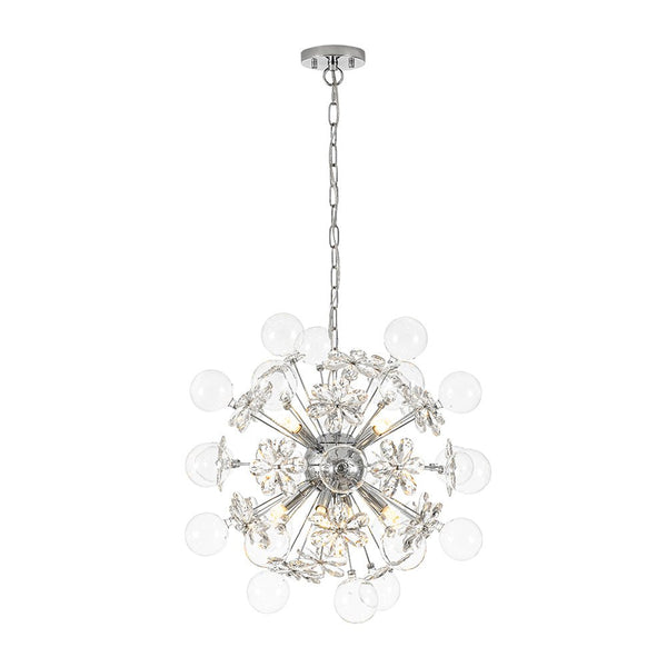 Chandelierias-Modern 9-Light Crystal Mixed Glass Bubble Sphere Starburst Chandelier-Chandeliers-Silver-