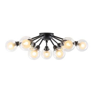 Chandelierias - Modern 9 - Light Hedgehog Bubble Sputnik Semi - flush Mount - Semi Flush - Black - 