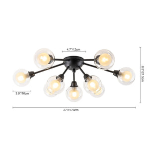 Chandelierias - Modern 9 - Light Hedgehog Bubble Sputnik Semi - flush Mount - Semi Flush - Black - 