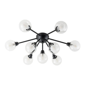 Chandelierias - Modern 9 - Light Hedgehog Bubble Sputnik Semi - flush Mount - Semi Flush - Black - 