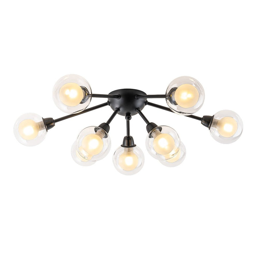 Chandelierias - Modern 9 - Light Hedgehog Bubble Sputnik Semi - flush Mount - Semi Flush - Black - 