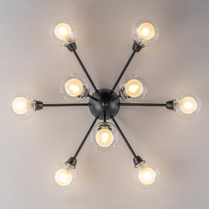 Chandelierias - Modern 9 - Light Hedgehog Bubble Sputnik Semi - flush Mount - Semi Flush - Black - 