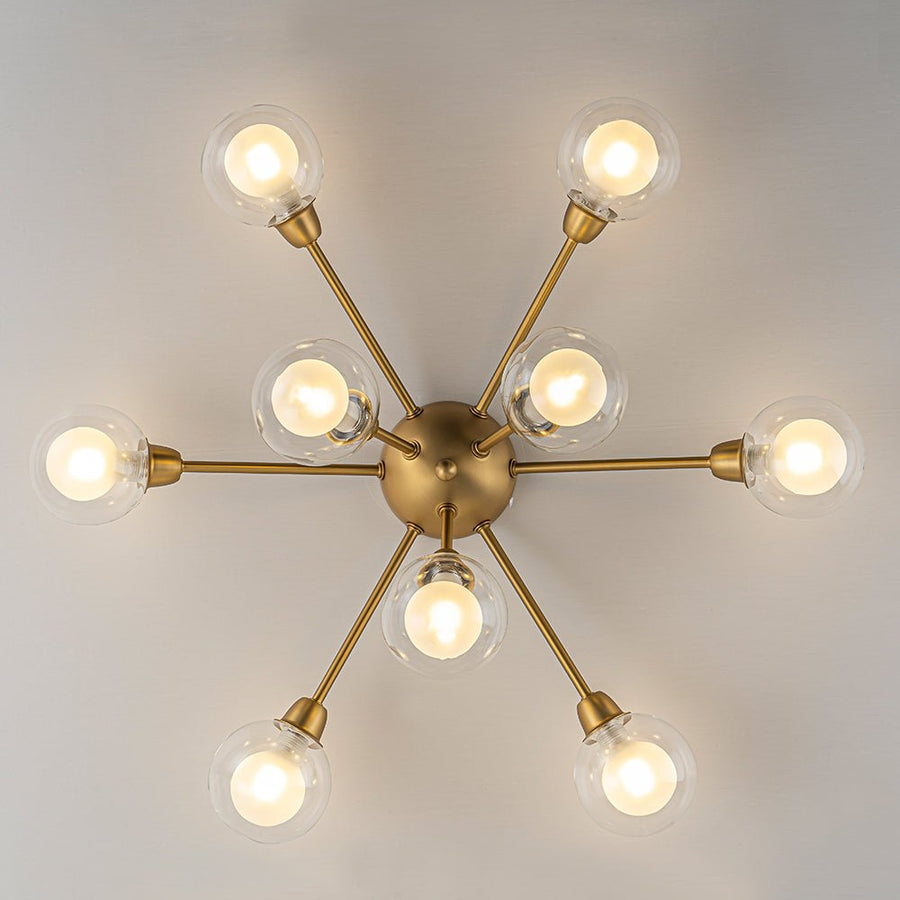 Chandelierias - Modern 9 - Light Hedgehog Bubble Sputnik Semi - flush Mount - Semi Flush - Brushed Brass - 