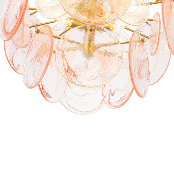 Chandelierias - Modern 9 - Light White Strie Glass Tiered Chandelier - Chandeliers - Brass - Sunset Clouds