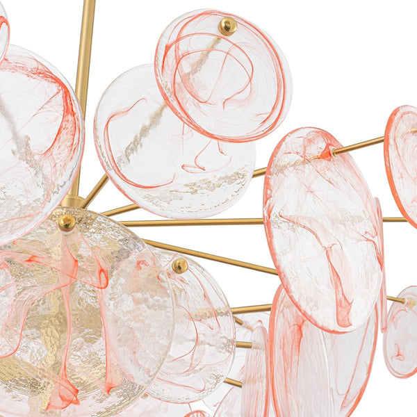 Chandelierias - Modern 9 - Light White Strie Glass Tiered Chandelier - Chandeliers - Brass - Sunset Clouds