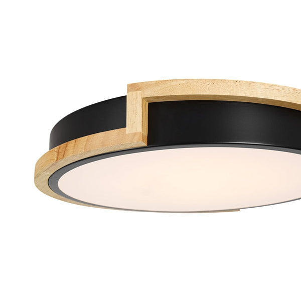 Chandelierias-Modern Asymmetrical Round Wood Framed Dimmable LED Flush Mount Ceiling Light-Flush Mount-12.6 in-