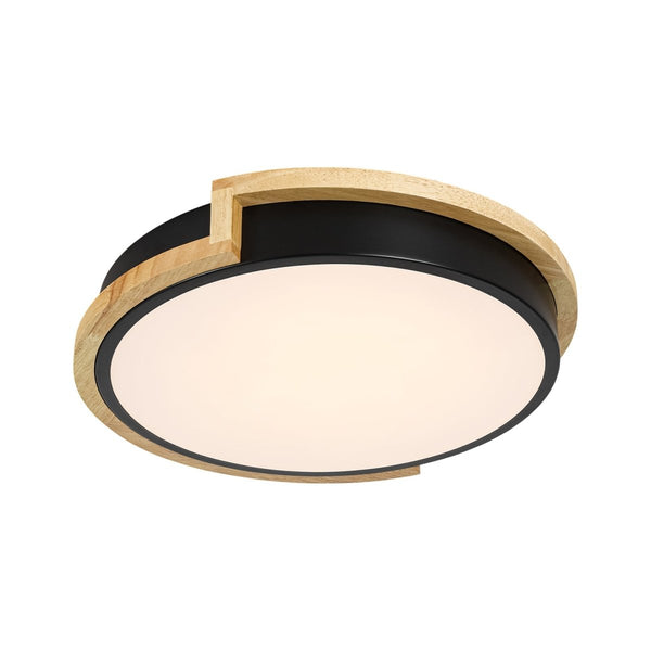 Chandelierias-Modern Asymmetrical Round Wood Framed Dimmable LED Flush Mount Ceiling Light-Flush Mount-12.6 in-