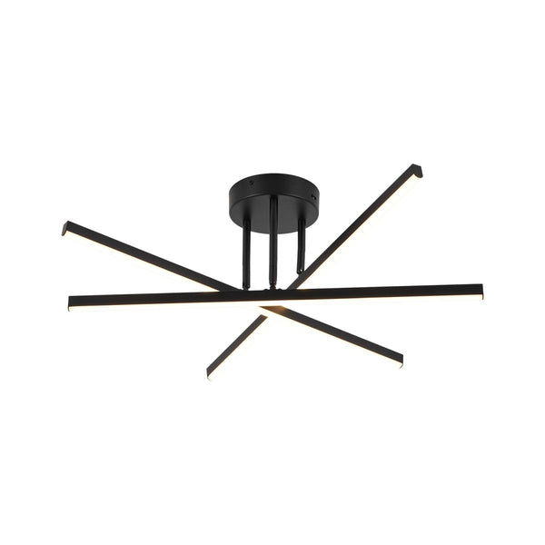 Chandelierias-Modern Black 3-Light Sputnik Linear Dimmable LED Semi-flush Mount-Semi Flush-Black-