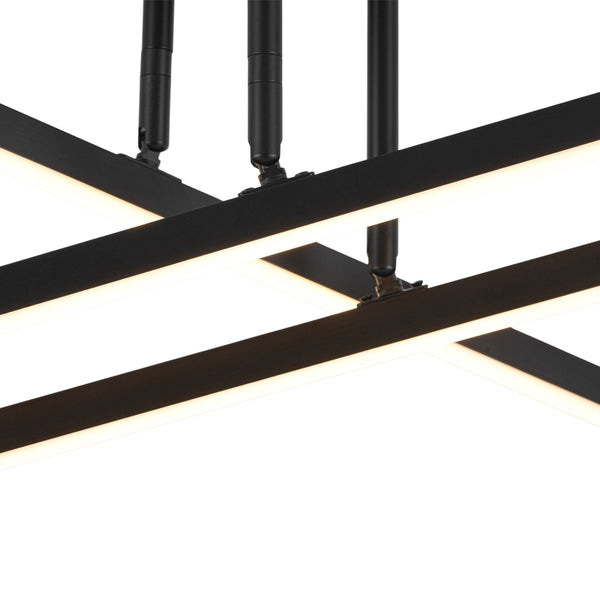 Chandelierias-Modern Black 3-Light Sputnik Linear Dimmable LED Semi-flush Mount-Semi Flush-Black-