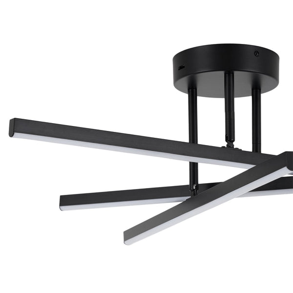 Chandelierias-Modern Black 3-Light Sputnik Linear Dimmable LED Semi-flush Mount-Semi Flush-Black-
