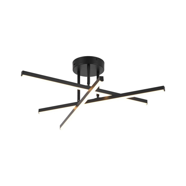 Chandelierias-Modern Black 3-Light Sputnik Linear Dimmable LED Semi-flush Mount-Semi Flush-Black-