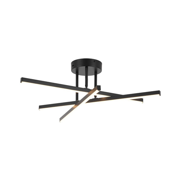 Chandelierias-Modern Black 3-Light Sputnik Linear Dimmable LED Semi-flush Mount-Semi Flush-Black-