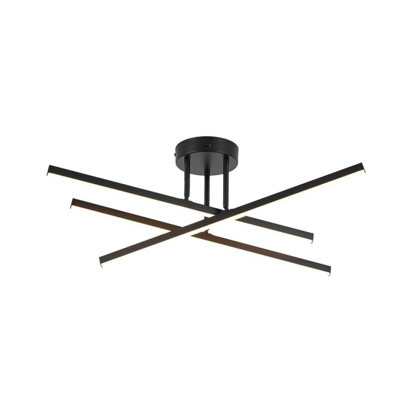 Chandelierias-Modern Black 3-Light Sputnik Linear Dimmable LED Semi-flush Mount-Semi Flush-Black-