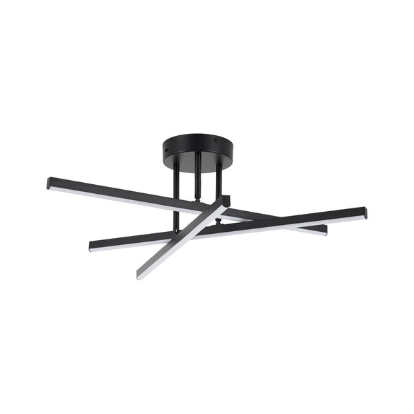 Chandelierias-Modern Black 3-Light Sputnik Linear Dimmable LED Semi-flush Mount-Semi Flush-Black-