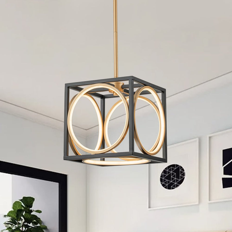 Chandelierias - Modern Black and Gold Square Dimmable LED Pendant - Pendant - Black and Gold - 