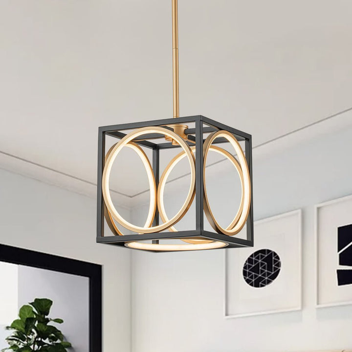 Chandelierias - Modern Black and Gold Square Dimmable LED Pendant - Pendant - Black and Gold - 