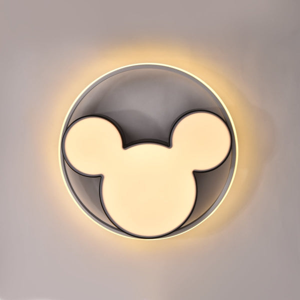 Chandelierias-Modern Black Mickey Mouse Dimmable LED Flush Mount-Flush Mount-20.5 in-