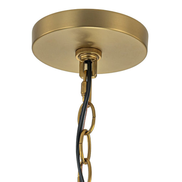 Chandelierias-Modern Brass 6-Light Rippled Glass Drum Pendant-Pendant-6 Bulbs (Back-order & Arrive in 2 Weeks)-