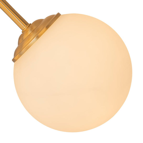 Chandelierias - Modern Brass Matte Glass Globe Sputnik Semi - Flush Mount - Semi Flush - Brass - 6 Bulbs